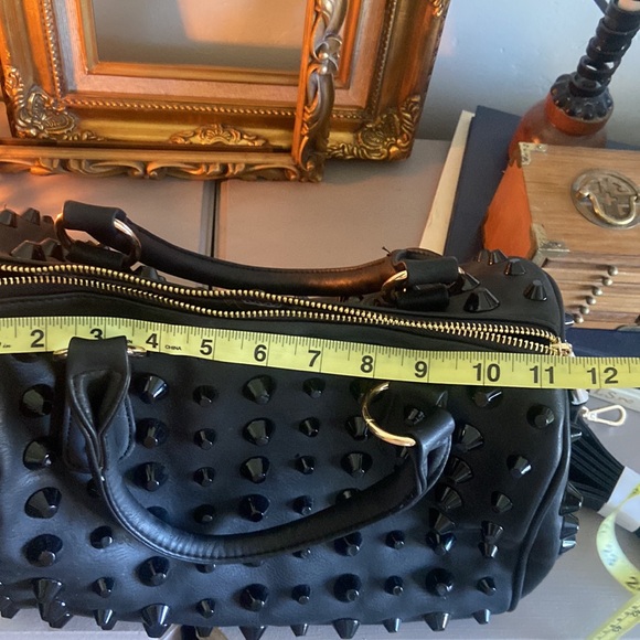 Traci Lynn black studded bag. - Picture 6 of 7
